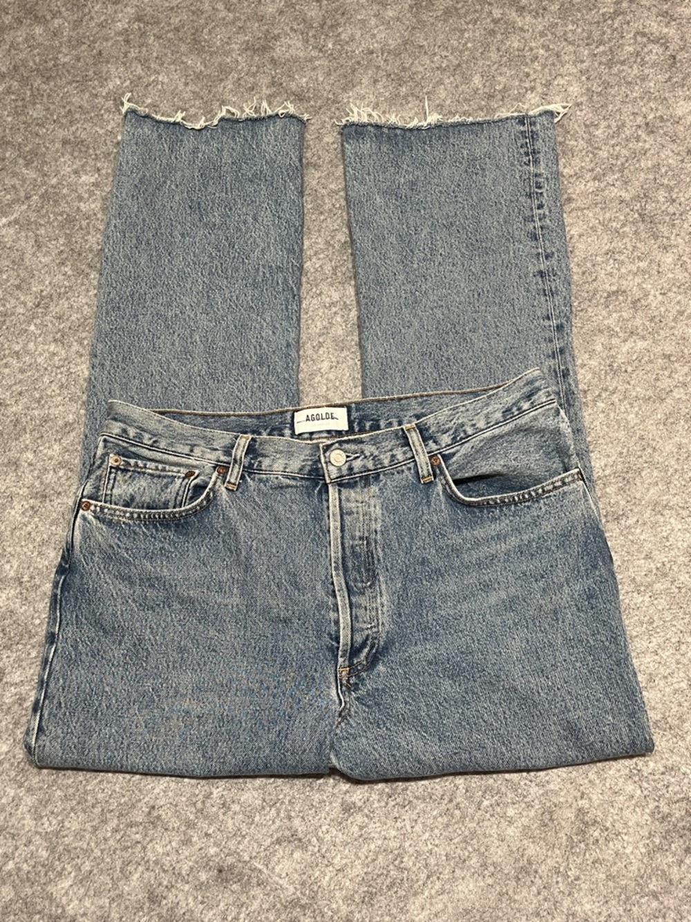 Agolde Light Blue Relaxed Boot Cut Leg Jeans